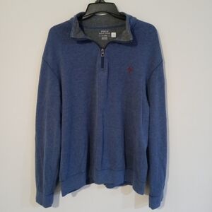 Men's Polo Ralph Lauren Heather Blue Cotton Blend Quarter-Zip Pullover